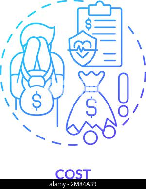 Cost blue gradient concept icon Stock Vector
