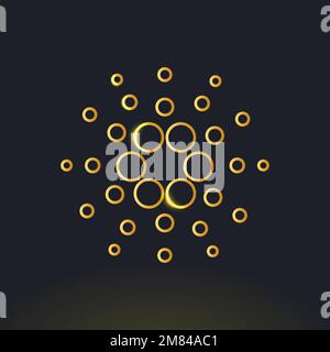 Cardano blockchain cryptocurrency icon vector in gold open-source finance concept Stock Vector