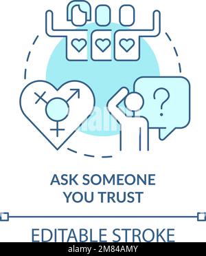 Ask someone you trust turquoise concept icon Stock Vector