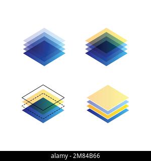 Layered paper four stacks set Stock Vector