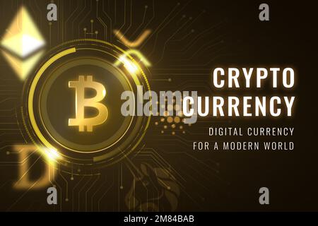 Cryptocurrency finance template vector open-source blockchain blog banner Stock Vector