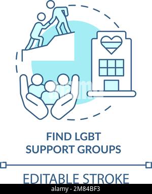 Find LGBT support groups turquoise concept icon Stock Vector