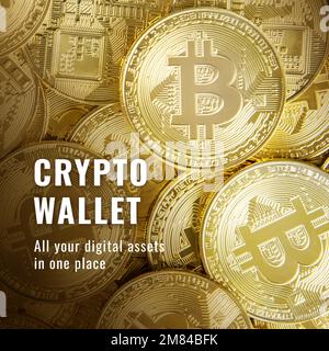 Crypto wallet finance template vector open-source blockchain social media post Stock Vector