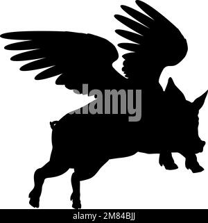 pig with wings silhouette