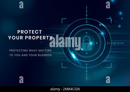 Data protection technology template vector with lock icon Stock Vector
