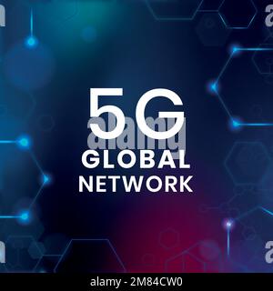 5g Network technology template vector with digital background Stock Vector