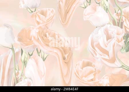 Floral background vector, beige rose psychedelic art Stock Vector