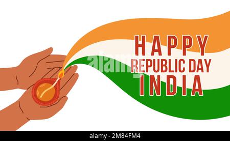 Happy Republic Day, Vector Illustration Of Republic Day India, Banner Design Of 26 January Stock Vector