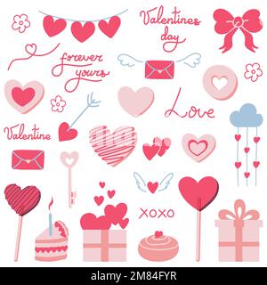 Valentines day vector seamless pattern. Doodle hand drawn illustration of cute romantic love background.. Stock Vector