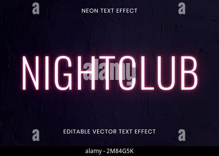 Neon glow text effect vector editable template Stock Vector