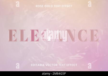 Rose gold text effect vector editable template Stock Vector