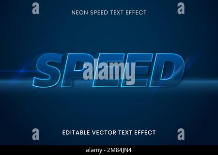 Neon text effect vector template, speed high quality template Stock Vector