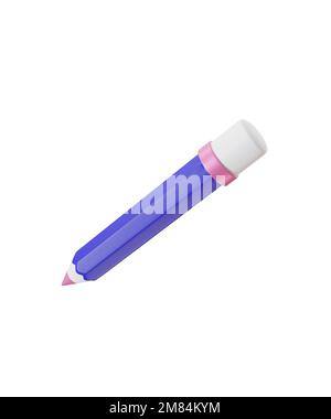 blue pencil isolated on white3d icon Stock Photo