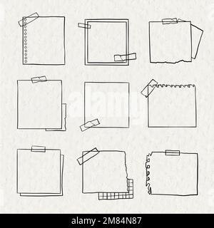 Digital note vector set in hand drawn style Stock Vector