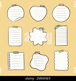 Sticky note vector pastel set in hand drawn style Stock Vector