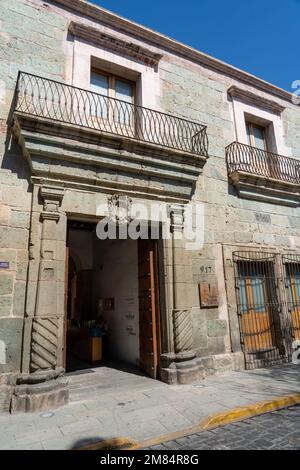 Facade of the Textile Museum of Oaxaca or Museo Textil de Oaxaca in the historic center of Oaxaca, Mexico.  The building was constructed as a home in Stock Photo