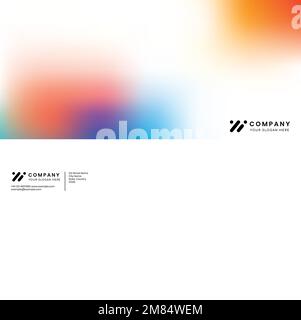 Corporate identity envelope mockup vector in gradient colors for tech company Stock Vector