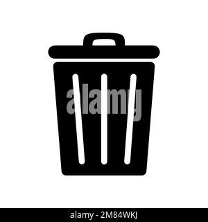 GARBAGE BASKET PICTOGRAM IN BLACK COLOR, ISOLATED Stock Vector