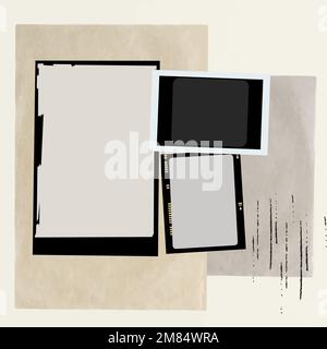 Vintage analog film frames vector aesthetic collage Stock Vector