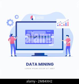 Data mining illustration concept. Illustration for websites, landing pages, mobile applications, posters and banners. Stock Vector