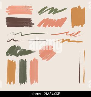 Ink brush stroke element vector set with glitter Stock Vector