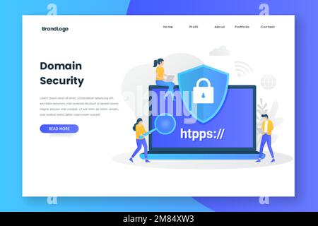 Domain security landing page. Illustration for websites, landing pages, mobile applications, posters and banners. Stock Vector