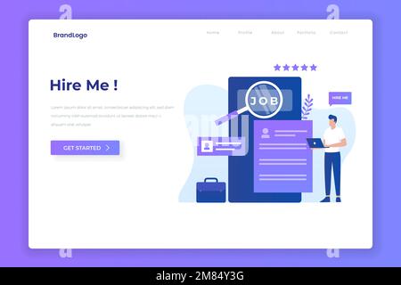 Person looking for work illustration design. Illustrations for websites, landing pages, mobile apps, posters and banners Stock Vector