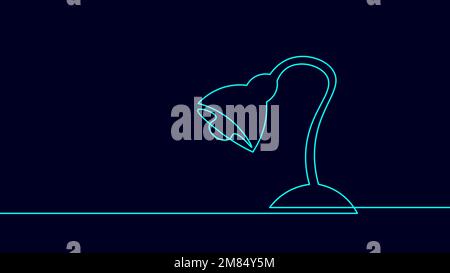 One continuous line desk table lamp. Household furniture electric technology single line drawing. Style vector graphic illustration Stock Vector