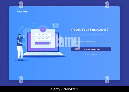 Reset password illustration concept. Illustrations for websites, landing pages, mobile apps, posters and banners. Stock Vector