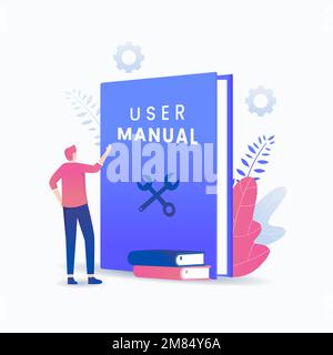 User manual book vector concept. Illustration for websites, landing pages, mobile applications, posters and banners. Stock Vector