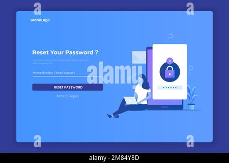 Reset password illustration concept. Illustrations for websites, landing pages, mobile apps, posters and banners Stock Vector