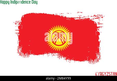 Grunge Brush Stroke Vecctor Design Kyrgyzstan National Flag Flag of Kyrgyzstan Stock Vector Stock Vector