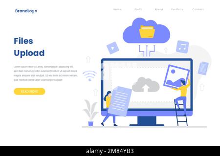File upload illustration concept. Illustration for websites, landing pages, mobile applications, posters and banners. Stock Vector