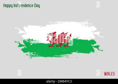 Wales National Flag Grunge Brush Stroke Vecctor Design Flag of Wales Stock Vector