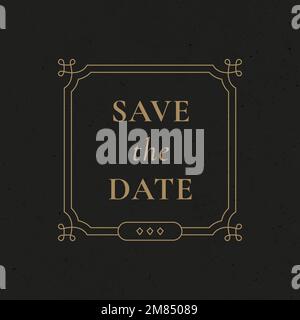 Wedding badge vector gold vintage ornamental style save the date Stock Vector