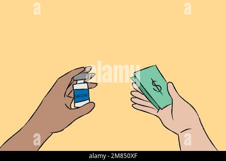 Vaccination hand drawn vector, big pharma concept Stock Vector