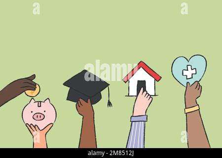 Financial management doodle vector illustration Stock Vector