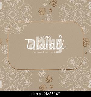 Diwali festival mandala patterned card template vector Stock Vector