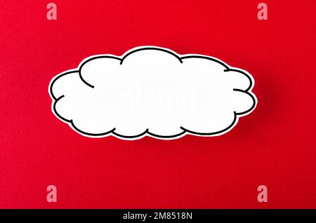 Speech bubble with copy space communication talking speaking concepts on red background. Stock Photo