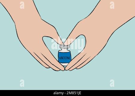 Vaccination hand drawn vector, big pharma concept Stock Vector