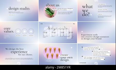 Gradient business presentation template vector with editable text collection Stock Vector