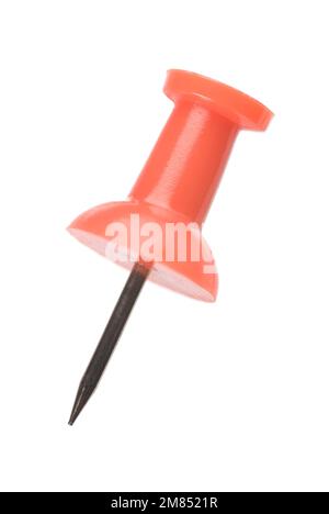 Red push pin isolated on white background Stock Photo - Alamy