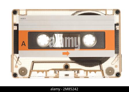 Old audio cassette on white Stock Photo