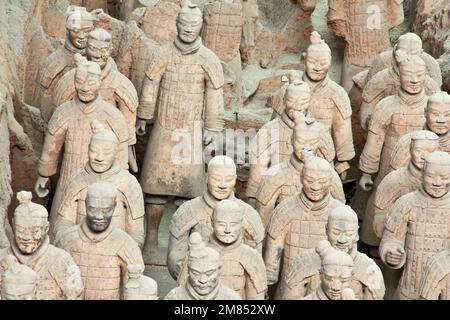 Xi An, China - November 01, 2011: Terracotta warriors in Xian, China (manual focus) Stock Photo