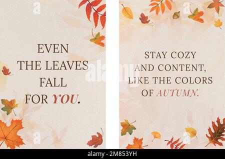 Autumn season quote template vector set for poster Stock Vector