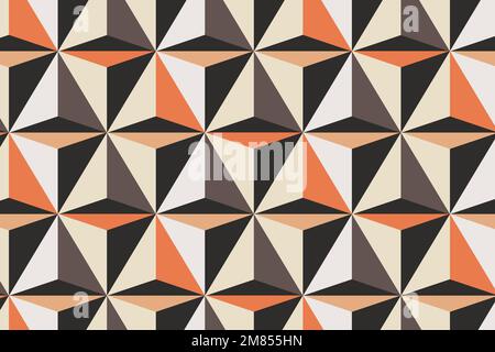 Triangle 3D geometric pattern vector orange background in abstract style Stock Vector