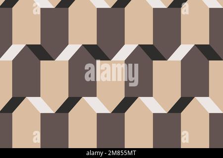 Pentagon 3D geometric pattern vector brown background in simple style Stock Vector