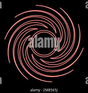 Neon black hole spiral shape vortex portal red color vector illustration image flat style light Stock Vector