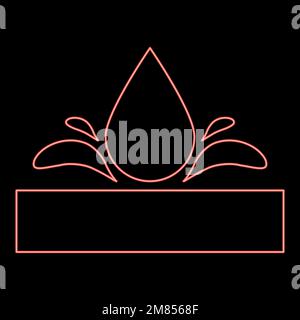 Neon waterproof Water resistant surface Drop pushing out foundation impermeable fabric wet protection Hydrophobic material red color vector Stock Vector