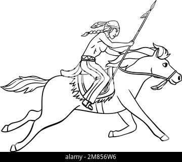 Native American Indian Riding a Horse Isolated Stock Vector